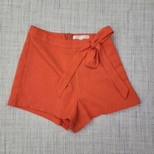 J.O.A. Women's‎ Orange High Rise Knotted Waist Paperbag Short Size XS